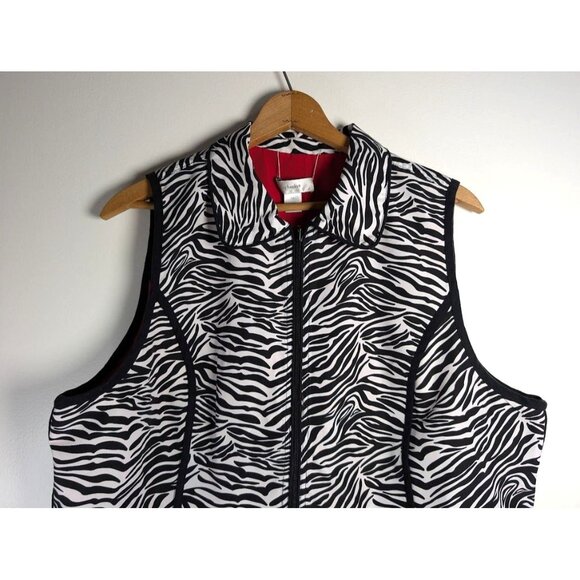 Cj Banks Vest Womens Size‎ 1X Reversible Animal Print Zebra Lightweight Mob Wife - Picture 3 of 14